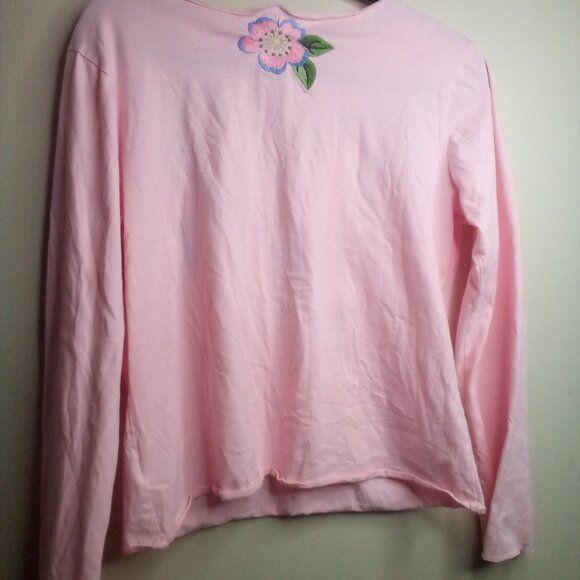 White Stag Blouse S Long Sleeve Embroidery Flowers V-Neck Pink - Picture 3 of 15